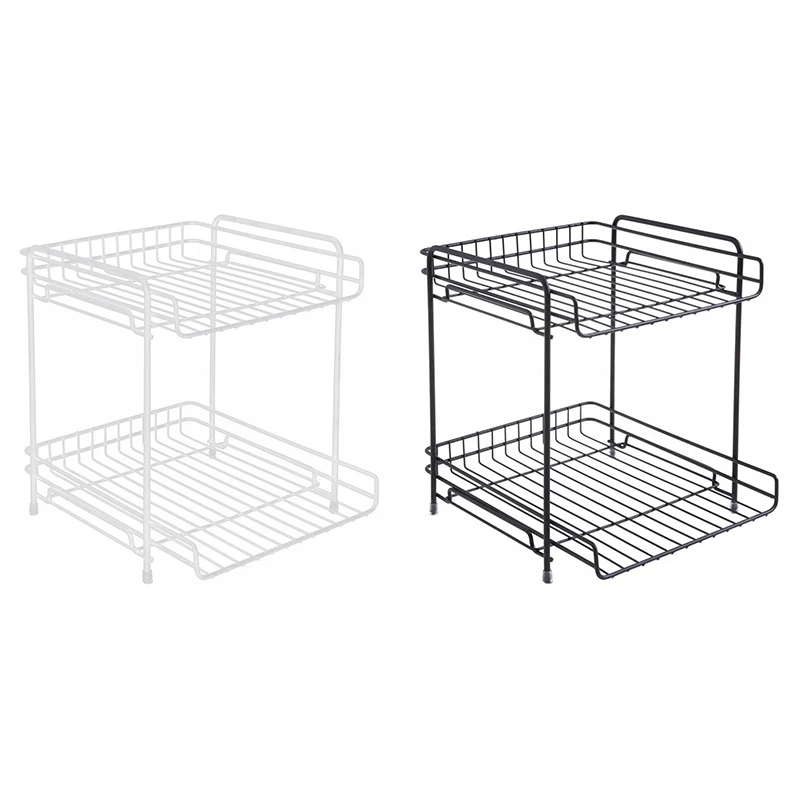 

Double-Layer Tableware Storage Rack Holder Shelf Dish Drain For Kitchen Storage Racks Holders Tools Shelves Black