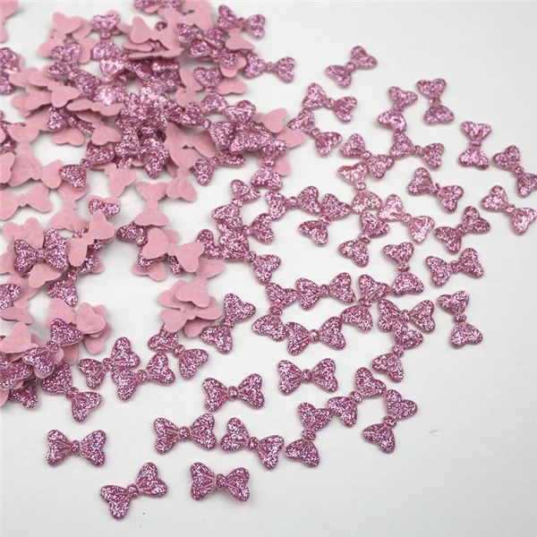 Pink Embossing 200 шт блестящие маленькие банты аппликационные наклейки Материал корпуса DIY вышитый узор головные уборы аксессуары мягкий блестками тиснение - Цвет: Pink Embossing