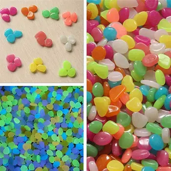 

New 100Pcs Glow in the Dark Pebbles Artificial Stone Walkway Aquarium Fish Tank Decor