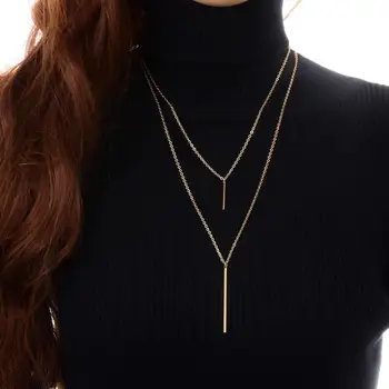 

Fashion jewelry stick sequins choker custom chain necklace gothic gold necklace gifts for women