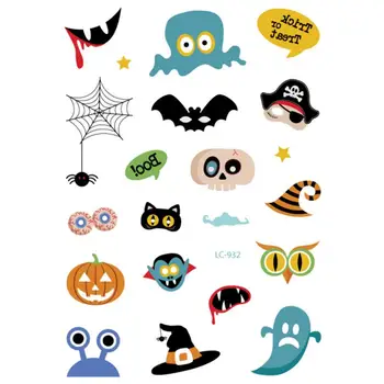 

Halloween Tattoo Stickers Face Sticker Fake Tattoo Body Art Waterproof Tattoo Decor Props Temporary TSLM1
