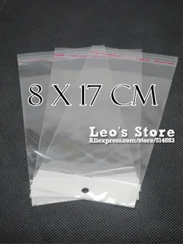 

8x17cm Self Adhesive OPP Bag With Hanging Hole, Clear Header Plastic Bag,Supermarket Bag,wholesale free shipping