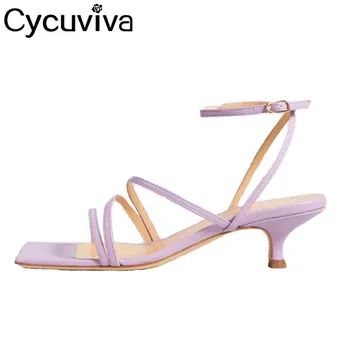 

2020 Sexy Kitten Heel Sandals Women Concise Ankle Strap Mid Heel Summer Sandals Gladiator Peep Toe Dress Party Shoes Woman