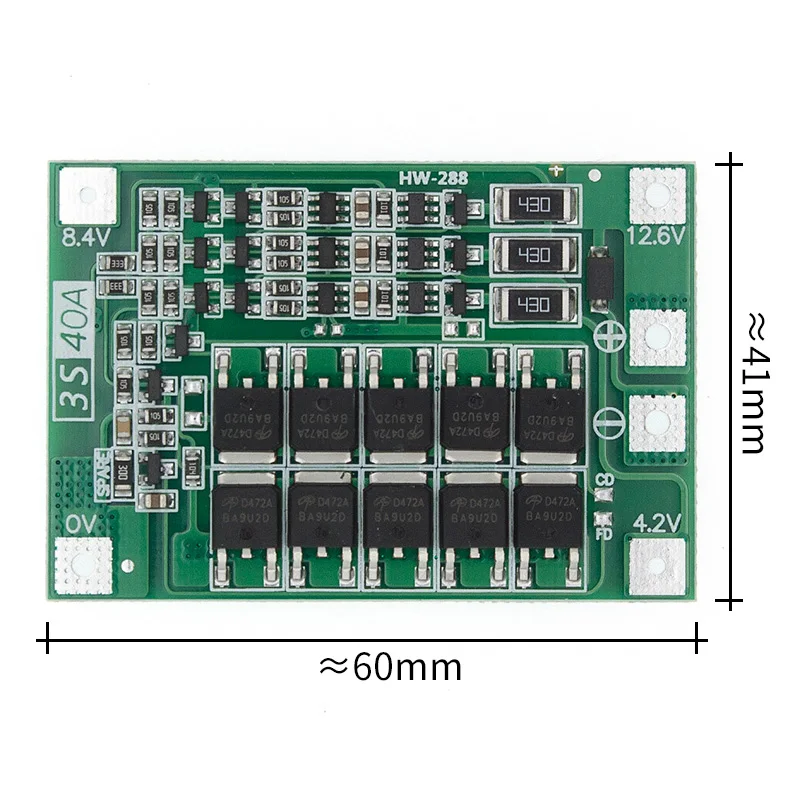 Защитная плата PCB BMS для зарядного устройства литий-ионных батарей 3S 40A 10 шт.