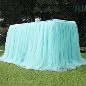 

Exquisite Tulle Table Skirt For Wedding Bridesmaid Mesa Dulce Set Costume Party Table Skirt For Rectangle Or Round Tables*