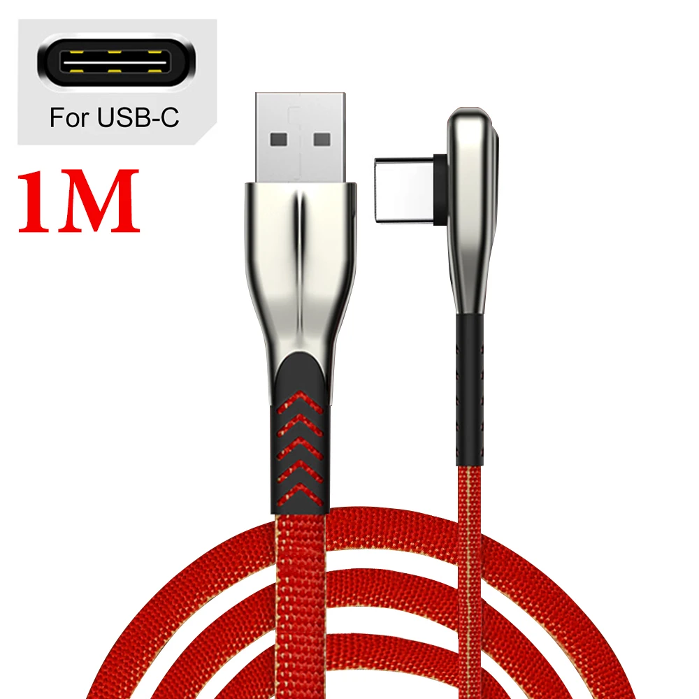 Red-1m-typec Локоть зарядный кабель type-C Micro USB C для iOS 3A мобильный телефон быстрое зарядное устройство для samsung для iPhone зарядный шнур быстрое зарядное устройство - Цвет: Red-1m-typec