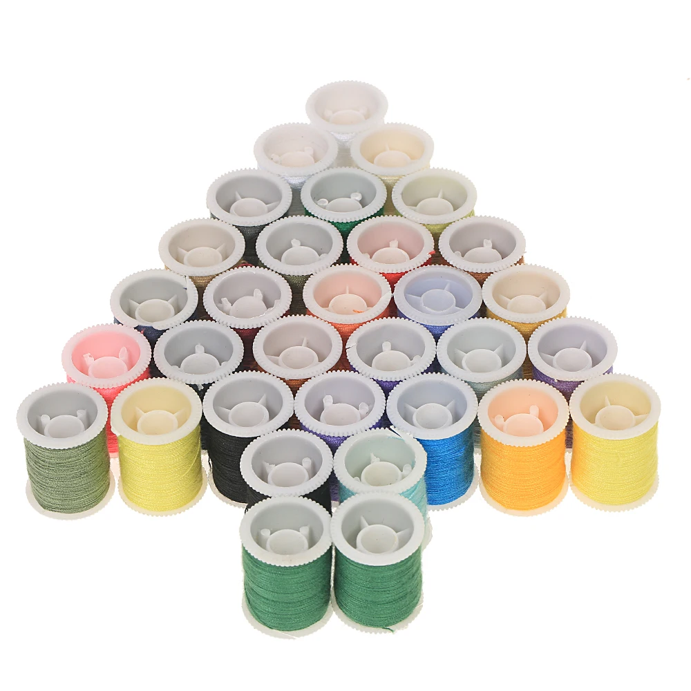 60pcs/set Mixed Color Sewing Thread Set Metal Bobbins+ Thread Spools for Brother Janome Kenmore Singer Sewing Accessories
