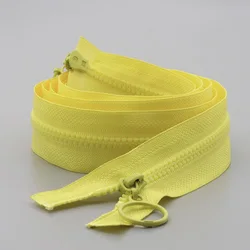 Adjustable Length Double Open Tail Resin Zipper for Clothing and Textiles (Yellow)