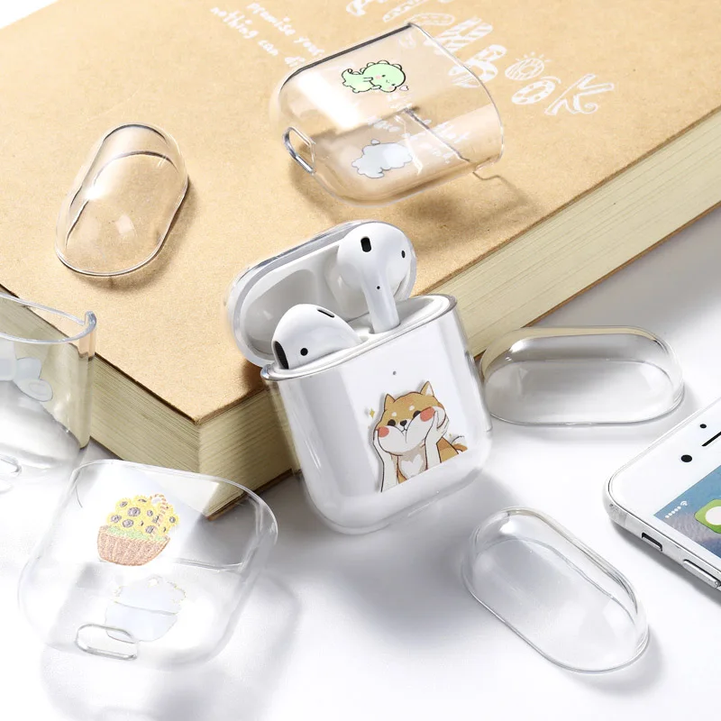 

Cute Cartoon Case For airpods case Wireless Bluetooth Transparent Hard PC Headphones Protective Cover For funda AirPods 2 Cases