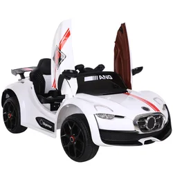 Coche eléctrico de cuatro ruedas para niños, de doble tracción cochecito de bebé, para enseñar música prematura