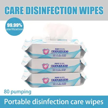 

80pcs/Box Wet Alcohol Disinfection Wipes Papers 70% Household Portable Antiseptic Skin Care Cleaning Sterilization Wet Wipes