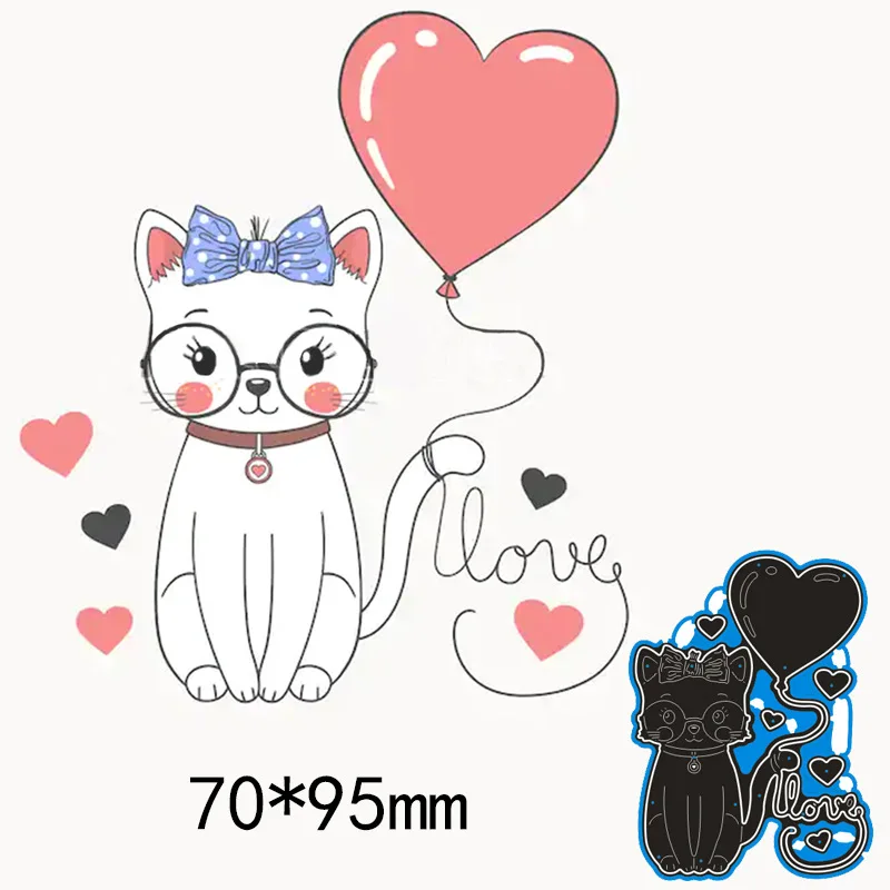 

Creative Metal Cutting Layering Die Mold Embossing Stencils DIY Scrapbook Paper Card Making Cute Glasses Cat
