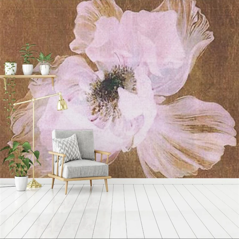Beibehang-Beautiful-hand-painted-oil-painting-flower-simple-Nordic-TV-wall-custom-large-mural-wallpaper-papel
