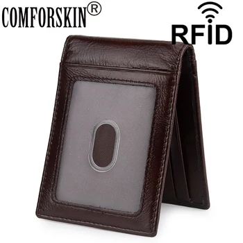 

COMFORSKIN New Arrivals Guaranteed Cowhide Card Holder RFID Protecting Unisex Card Holder Men Business Credit Card Case Sales