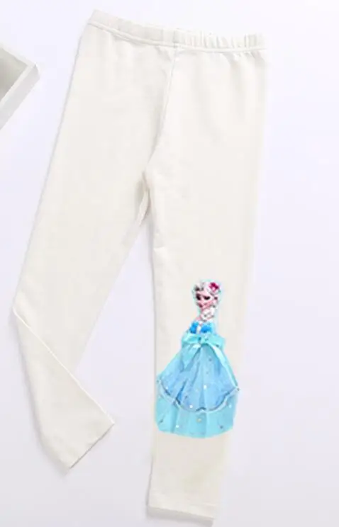 Флисовые леггинсы с изображением Анны и Эльзы для девочек, брюки для детей от 2 до 9 лет, осенне-зимние теплые штаны с Софией для девочек, одежда - Цвет: as picture