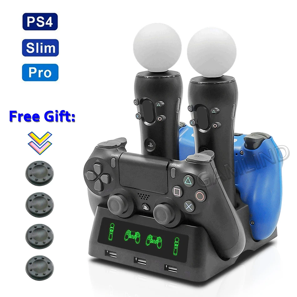 Newest PS4 PS Move VR PSVR Joystick Gamepad Charger Stand Controller Charging Dock for 4 Games Accessories | Электроника