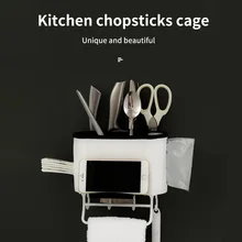 Палочка для еды, настенный держатель для палочки для еды, дренажная полка для хранения бытовой кухонной утвари, ложка, приемная коробка, кухонные инструменты