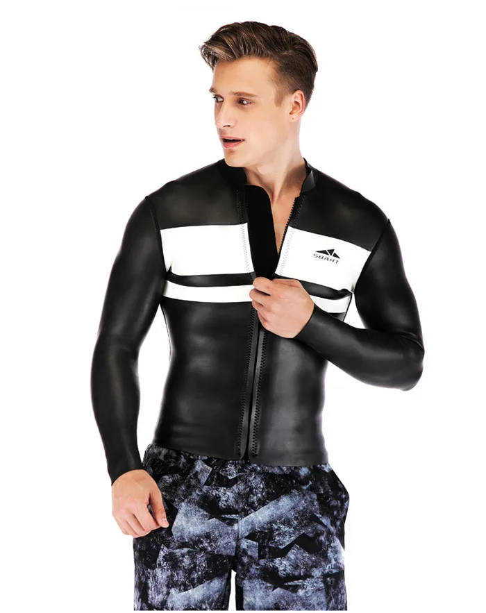 Новое поступление, 3 мм, черно-белый гидрокостюм, куртка с открытыми ячейками, неопрен, супер мягкая кожа, отделенные топы для серфинга дайвинга, костюм - Цвет: Black White Top