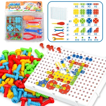 

DIY Model Kit Building Educational Blocks Sets Toys Kids Drill Nut Assembled Match Tool For Boys Children Gift