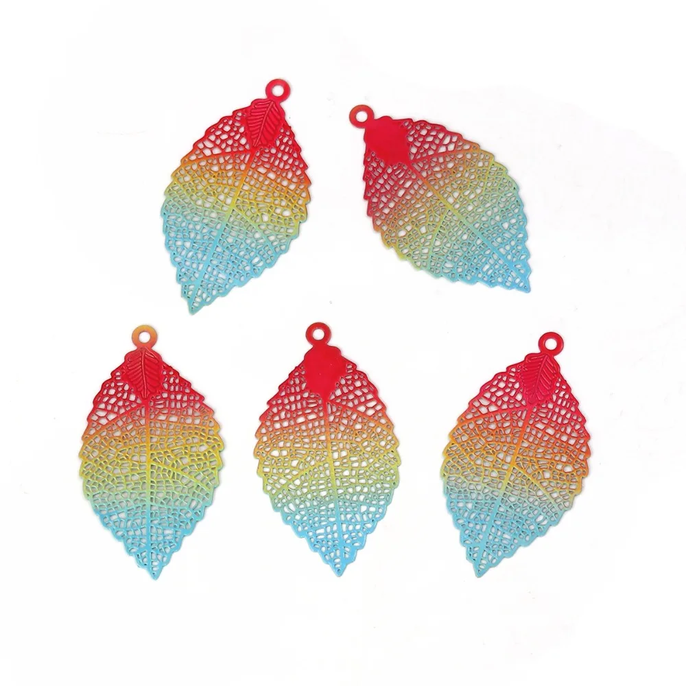 DoreenBeads медный эмалированный, разукрашенный кулоны многоцветный лист геометрическое Филигранное тиснение для самодельных ювелирных изделий Подвески, 5 шт
