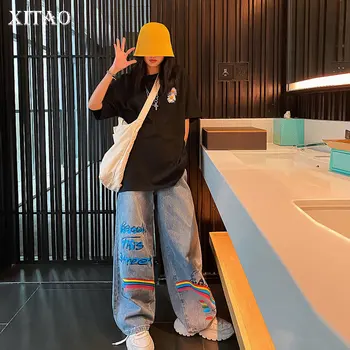 

XITAO Original Design Women Loose Solid Print Pullover Tidal Current T Shirt 2020 Summer Casual New Fashion Women Tee DMY4501