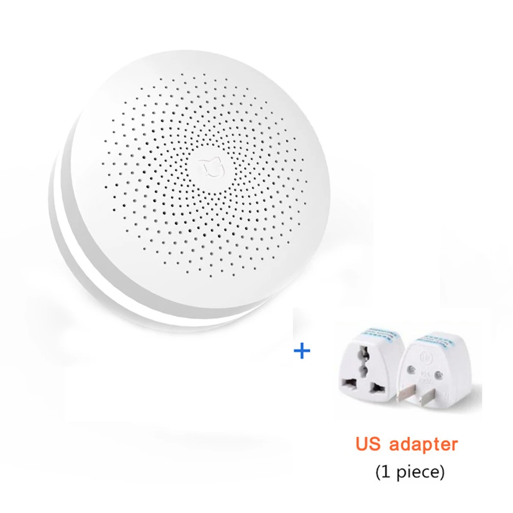 add US plug Новинка, Xiaomi Mijia, многофункциональный шлюз, 2 хаба, сигнализация, интеллектуальная, онлайн радио, Ночной светильник, звонок, умный дом, хаб - Цвет: add US plug
