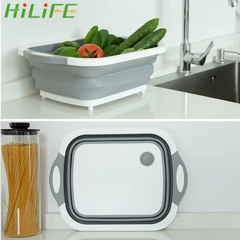 

HILIFE Fruit Vegetable Basket Filter Foldable Silicone Vegetable Cutting Board Washable Camping Chopping Stand Chopping Blocks