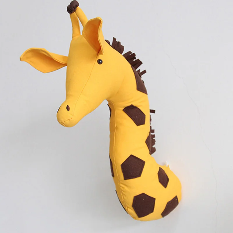 Зебра/Слон/Жираф 3D голова животного настенное крепление детей мягкие игрушки Детская комната настенное искусство подвесное украшение дома подарки на день рождения - Цвет: giraffe