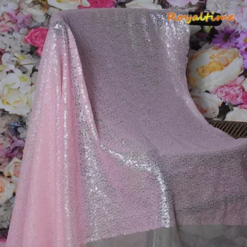 

130x45cm Baby Pink Sewing Sequin Fabric for Costumes Sequin Lace Fabric,Tablecloth,Table Runner, Backdrop Wedding Dress Decor