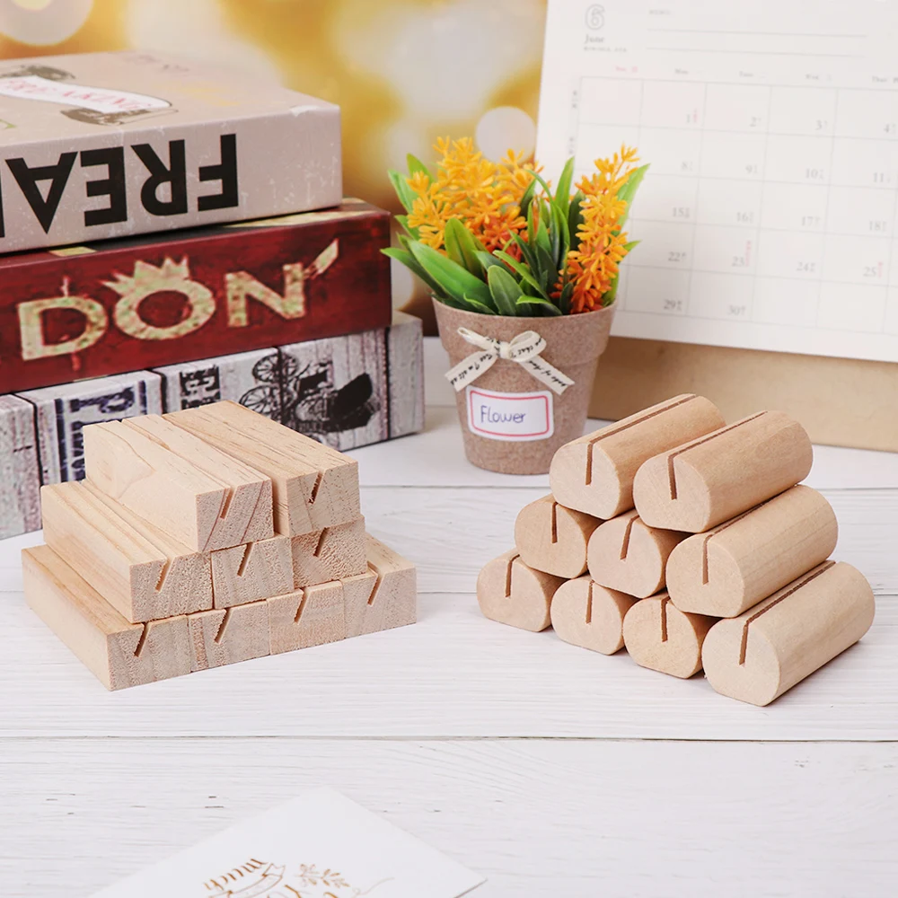 Natural Wood Notes Clips Photo Holder Paper Clamp Stand Table Numbers Holder Support Place Card Desk Card Messages Xmas Decor