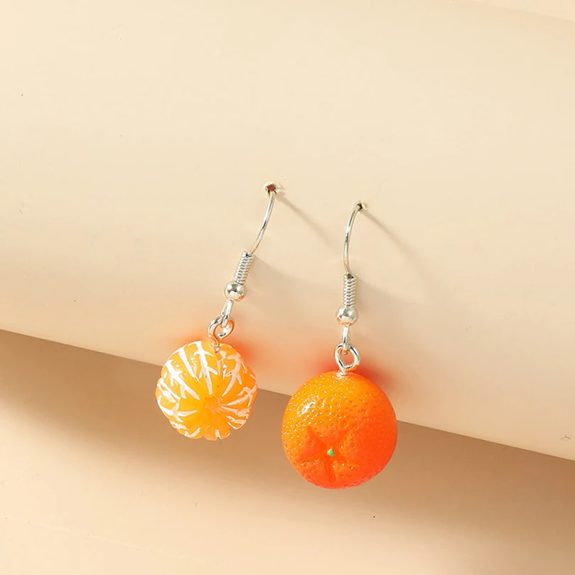 Dangle Earrings Drop Earrings Fruit Design Earrings Unusual Earing Women Orange Fruit Drop Hanging Earrings For Teen Funny Girls Female Ear Rings Jewelry Gift Stainless Steel