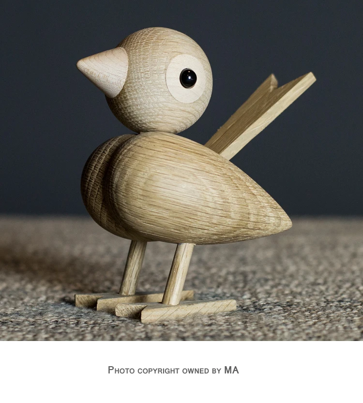 Дания в скандинавском стиле деревянный Воробей Декор птицы Американский кукольный деревянный игровой кабинет аксессуары для рабочего стола