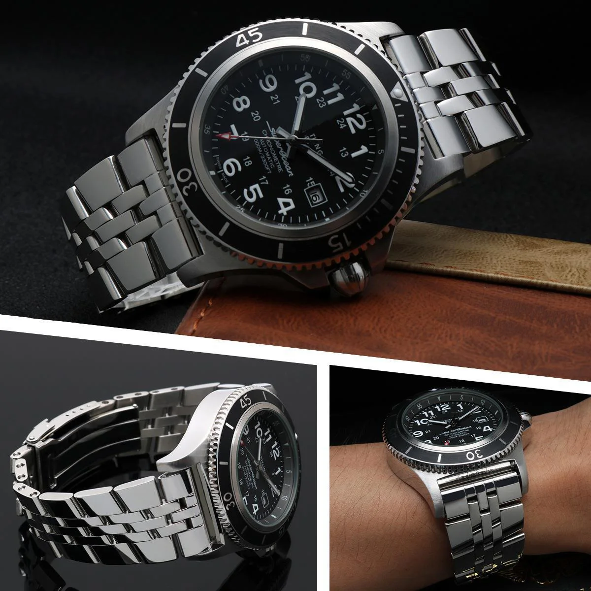 Stainless steel watchband for Breitling A49350 AB042011 wrist band 20mm 22mm 24mm silver gold solid metal strap mens bracelet