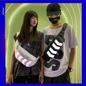 

Fashion Reflective Chest Waist Bag Fanny Pack Multi-function Steam Punk Leg Bag Street Hip Hop Women's Belt Waist Bag Pochete