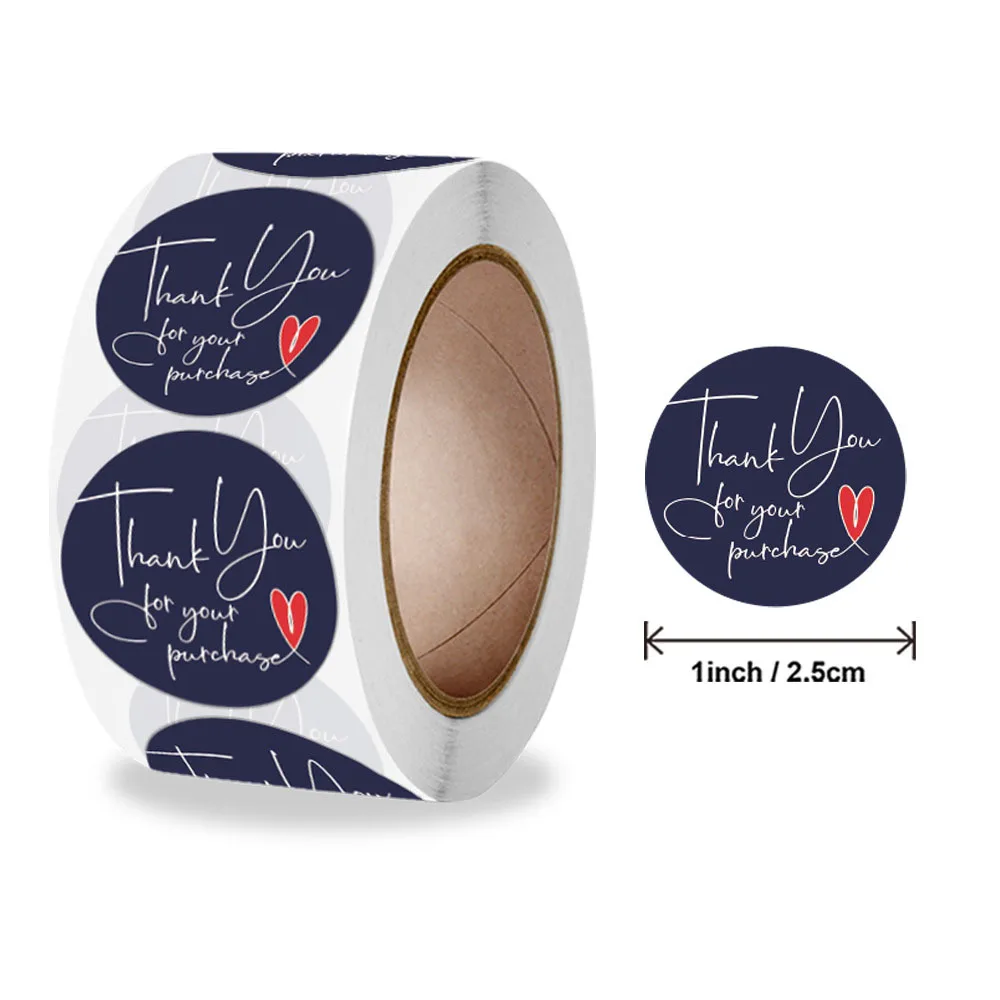 500Pcs Roll Thank You for your order Stickers Handmade with love Circle Stationery Gift Seal Labels Logo Planner Stickers Custom