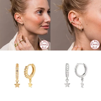 

BOAKO 100% Genuine S925 Sterling Silver Pendientes Cute Star Drop Earring for Christmas Valentine's Day Party Gift Fine Jewelry