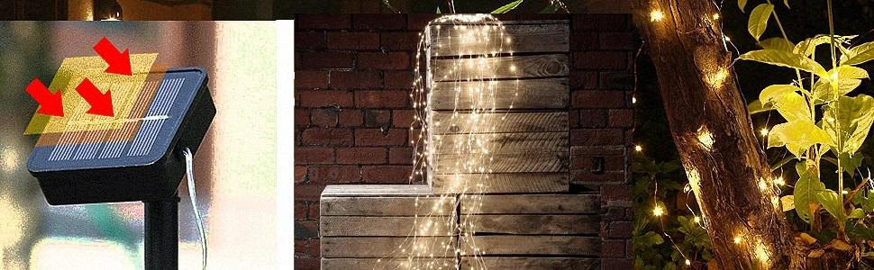 Solar String Lights Outdoor 10 Strands 200 LEDs Waterproof Twinkle Starry Lights for Bedroom Wedding Party Holiday Decoration