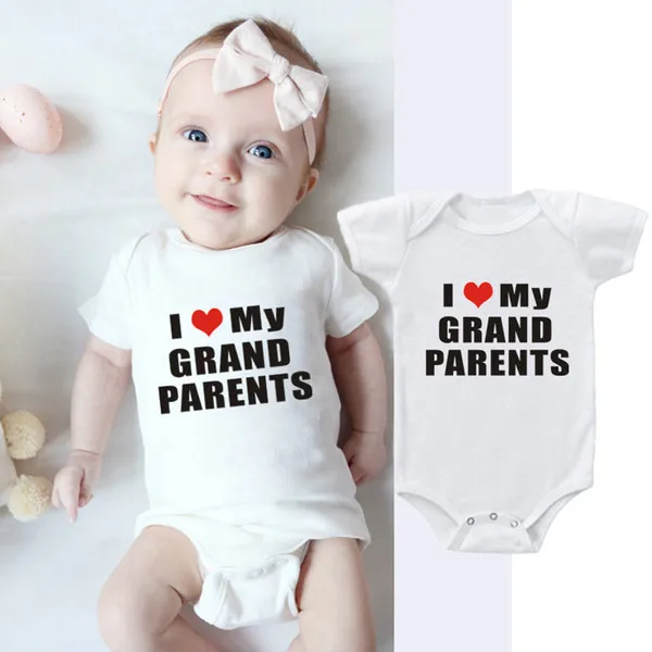 I Love My Grandma and Grandpa Baby Bodysuit Cute Newborn Baby Rompers Summer Short Sleeve Bodysuits Boy Girl Clothes baby bodysuit