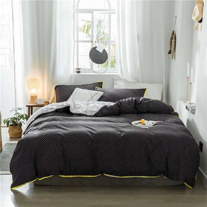 Комплект постельных принадлежностей, постельное белье с рисунком «гусиная лапка», геометрический плоский лист, двойное одеяло, не одеяло, домашний текстиль, пододеяльник для взрослых - Color: 2