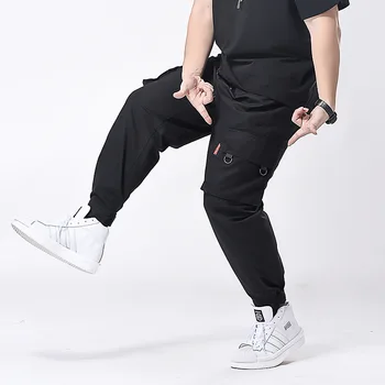 

Oversized Plus 7XL Elasticity High Waist Small Feet Tooling Multi-pocket Fat Guys Casual Pants