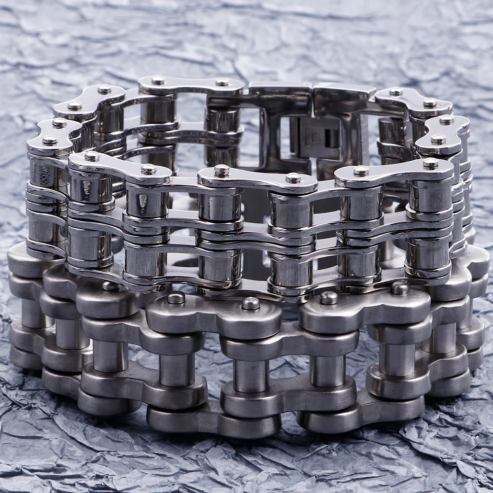 13/22 мм толщиной Нержавеющая сталь двойной Слои уход за кожей лица маска Велосипедный спорт мотоцикл браслет цепочка Для мужчин тяжелый мужской Браслеты массивные ювелирные изделия в байкерском стиле