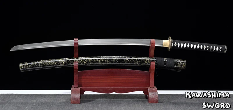 41Inches-Real Sword 1060 Высокоуглеродистая сталь полная острота Тан готовая к резке-японская катана-черный/золотой