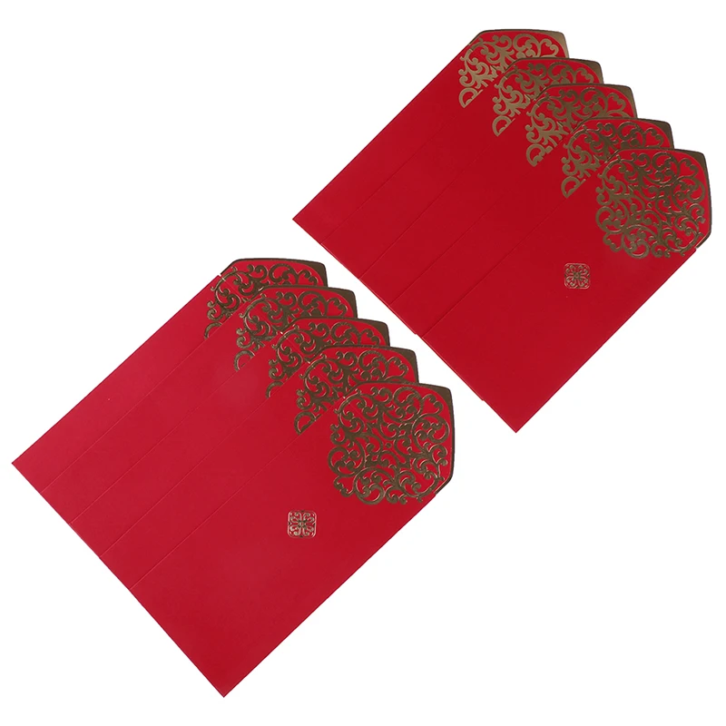 10pcs/set Chinese Spring Festival Gold Printing Red Pocket New Year Wedding Red Envelope To Fill In Money