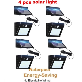 

2/4pcs 100/56/30 LED New Solar Powered Light Outdoor Waterproof Garden 3 Mode LED Solar Lamps Pir Motion Sensor Security Wall La