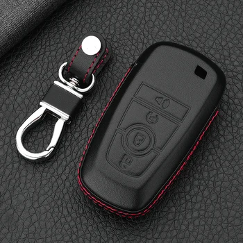 

Car Genuine Leather Key Case Cover For Ford Mondeo Fusion F150 Mustang Explorer Edge Ecosport F-150 F-250 Interior Accessories