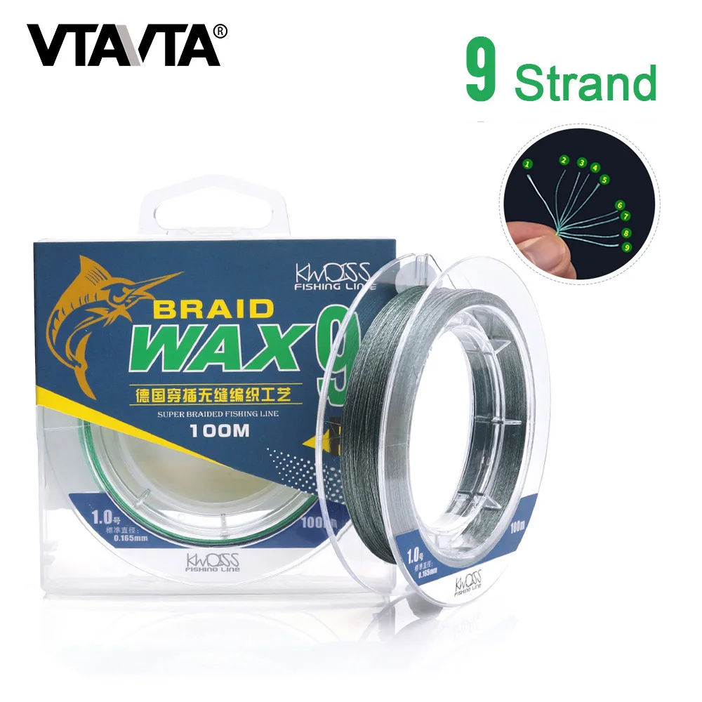 VTAVTA, 100 м, 9 нитей, плетеная леска, мультифиламентная, для ловли карпа, аксессуары, 9 нитей, проволока для ловли нахлыстом, фторуглеродная леска