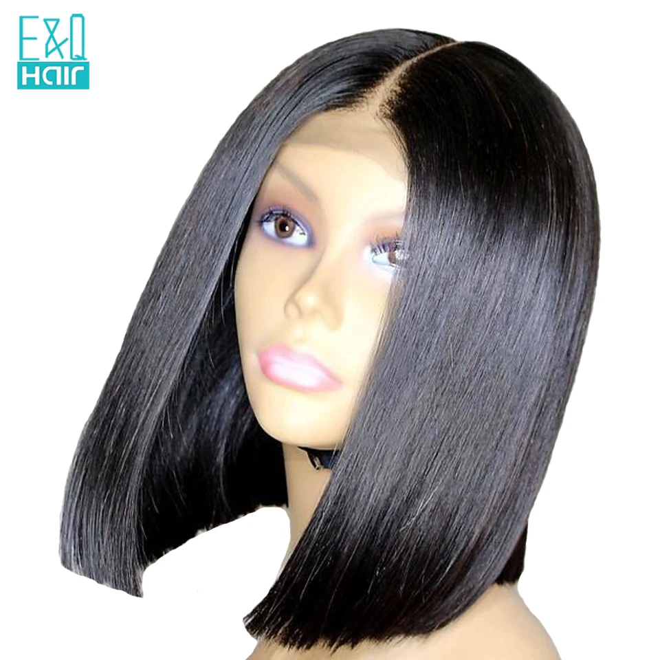 Короткий боб парик машина сделанная человеческих волос парики для черных женщин бразильские Реми Короткие Боб парики
