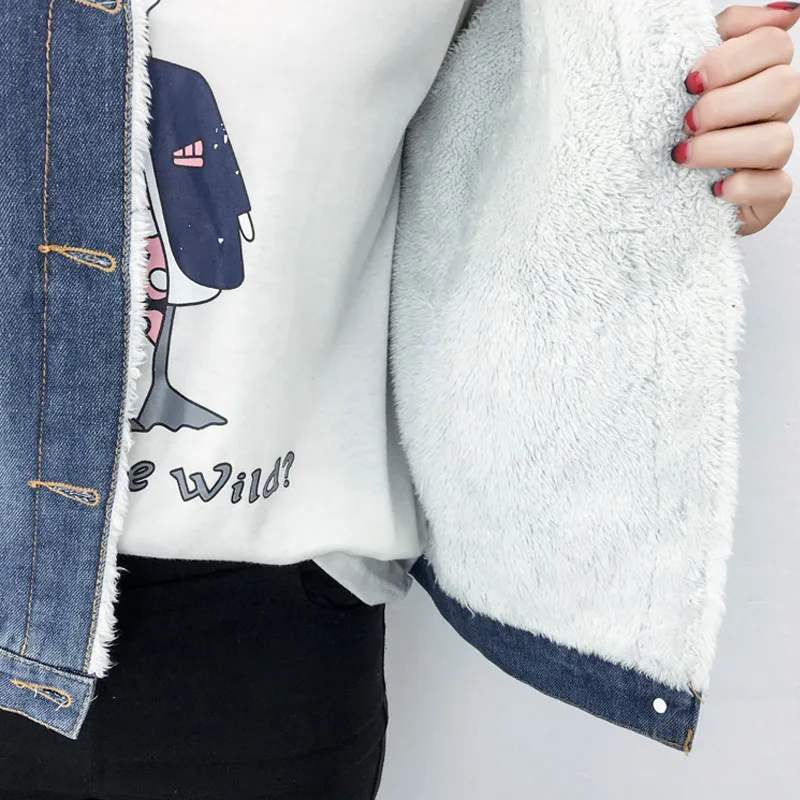 2019 зимняя женская джинсовая куртка на овечьей шерсти пальто с длинными рукавами