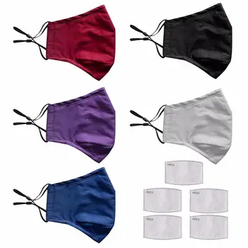 

Adult Solid Color Cotton Face Mask PM2.5 Outdoor Dustproof Windproof Mouth Mask Fabric Mask With Activated Carbon Filter A
