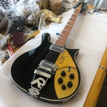 Высокое качество 12 струнная электрогитара, Ricken 660 электрогитара, черная краска тела с 'R'Tailpiece, Золотой Предохранитель